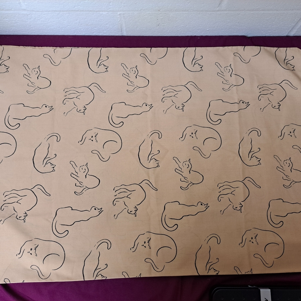 Sears Tan Pillowcase with Black Cat Design
